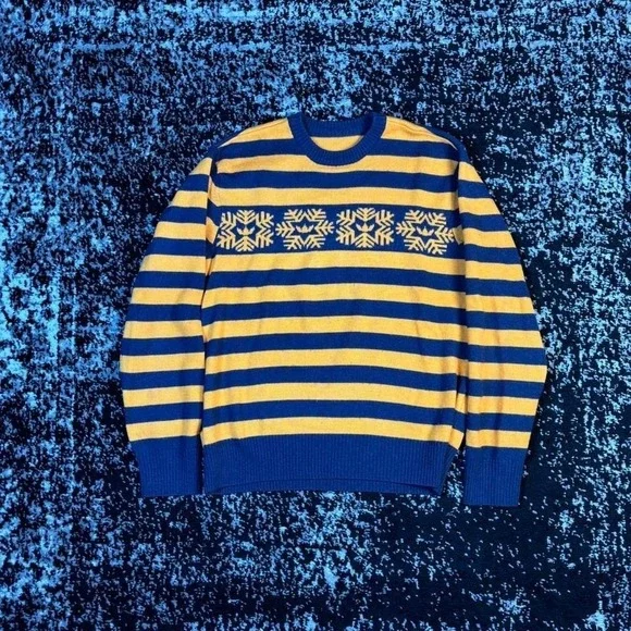 Adidas Originals Vintage Striped Sweater with Trefoil Snowflake Pattern size m - Picture 1 of 5